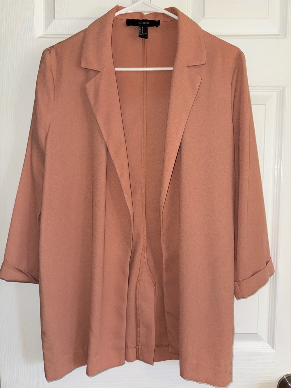 Forever 21 Rose Blush Open Front Blazer